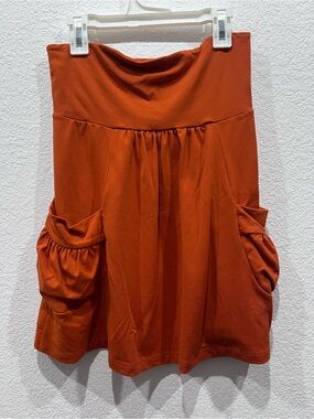Susana Monaco Orange A-Line Skirt with Gathered Pockets